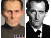 Young Tarkin by Wayne Pygram (left), young Peter Cushing (right)